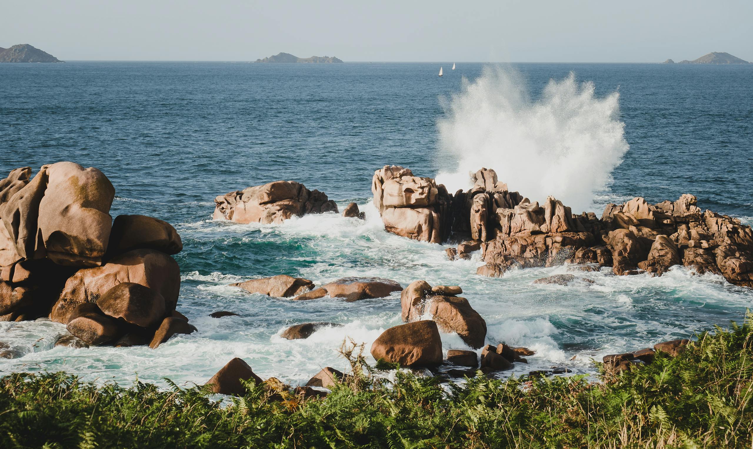 Scenery of Brown Rock Formations on Sea